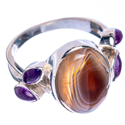 Botswana Agate, Garnet Ring Size 10 (925 Sterling Silver) R144543