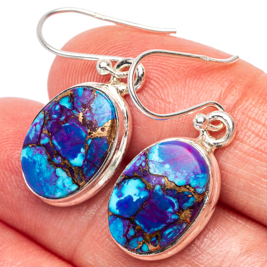 Purple Copper Composite Turquoise Earrings 1 1/4" (925 Sterling Silver) E2419