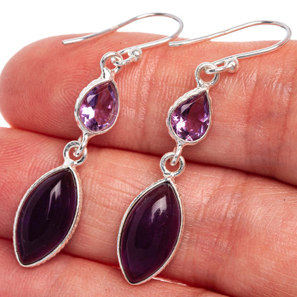 Amethyst Earrings 1 3/4" (925 Sterling Silver) E433515