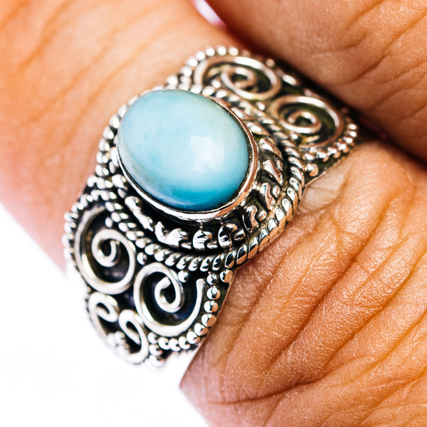 Larimar Ring Size 7.5 (.925 Sterling Silver)