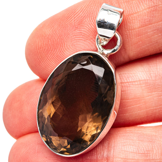 Premium Smoky Quartz Pendant 1 3/8" (.925 Sterling Silver)