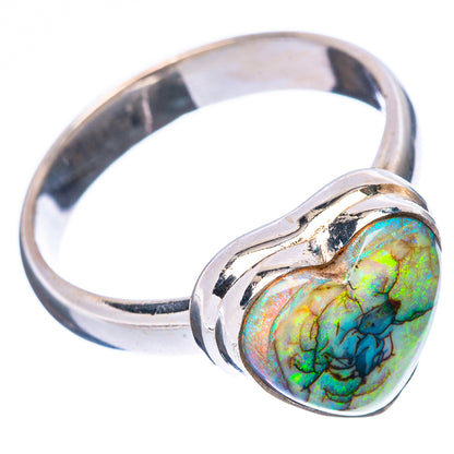 Rare Sterling Opal Heart Ring Size 8 (925 Sterling Silver) R4356