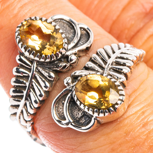 Adjustable citrine ring in .925 sterling silver with two faceted oval stones