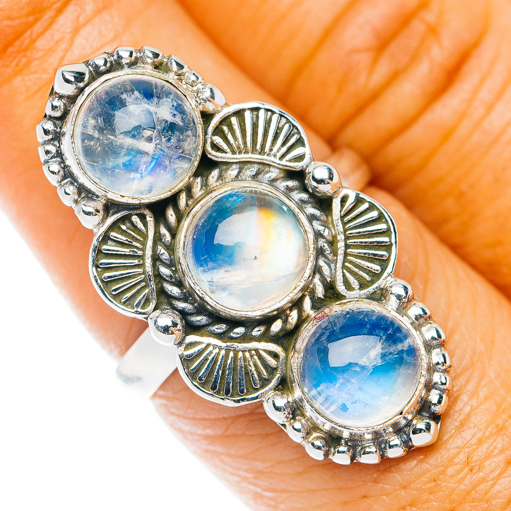 Rainbow Moonstone Ring Size 7 (.925 Sterling Silver)