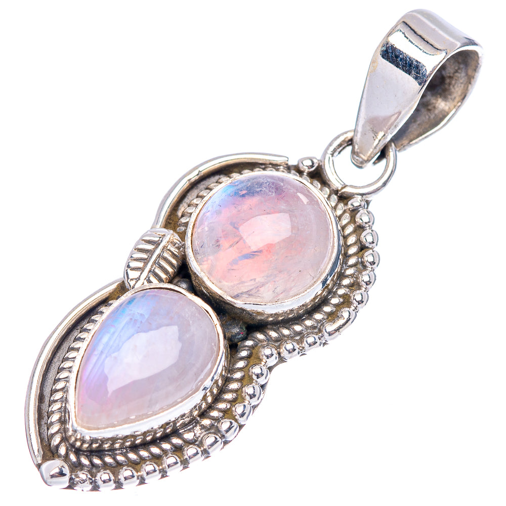 Pink Moonstone Pendant 1 3/8" (.925 Sterling Silver)