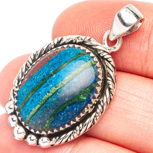 Rainbow Calsilica Pendant 1 3/8" (925 Sterling Silver) P43989