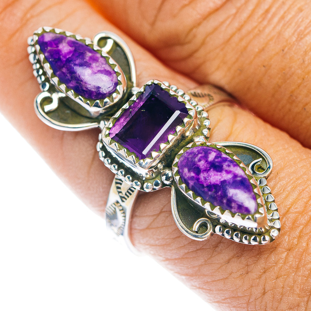 Premium Southwestern Style Sugilite, Amethyst Ring Size 10 (.925 Sterling Silver)