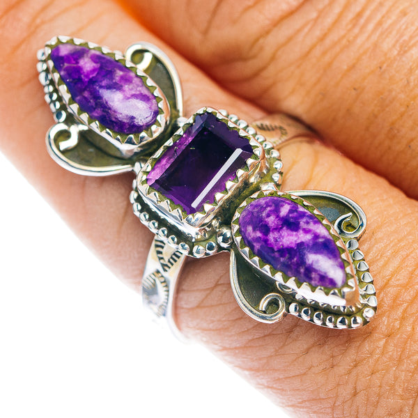 Premium Southwestern Style Sugilite, Amethyst Ring Size 10 (.925 Sterling Silver)