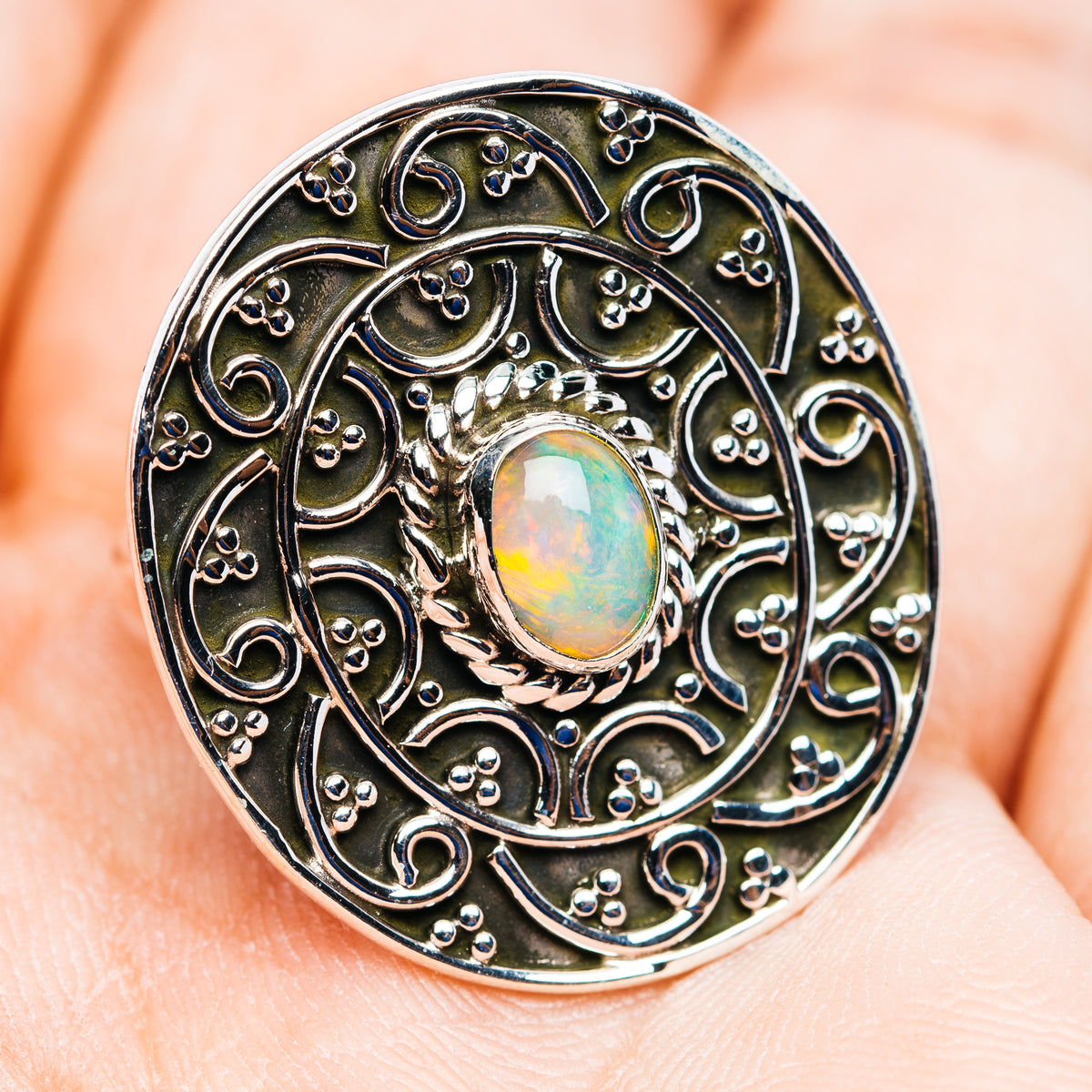 Ethiopian Opal Ring Size 7 (.925 Sterling Silver)