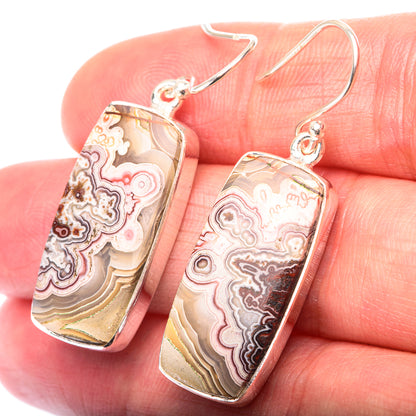 Crazy Lace Agate Earrings 1 1/2" (925 Sterling Silver) EARR432192