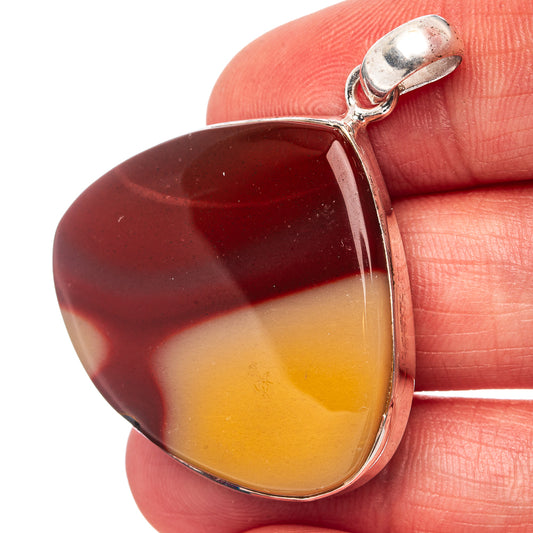 Mookaite teardrop pendant in .925 sterling silver, red and yellow polished stone