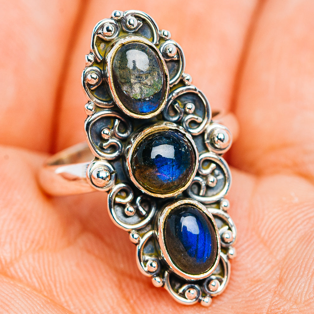 Labradorite Boho Ring Size 6.5 (.925 Sterling Silver)