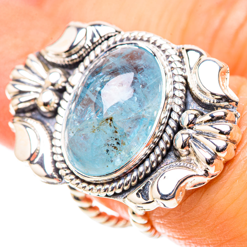 Silver Signature Signature Natural Aquamarine Ring Size 6 (925 Sterling Silver ...