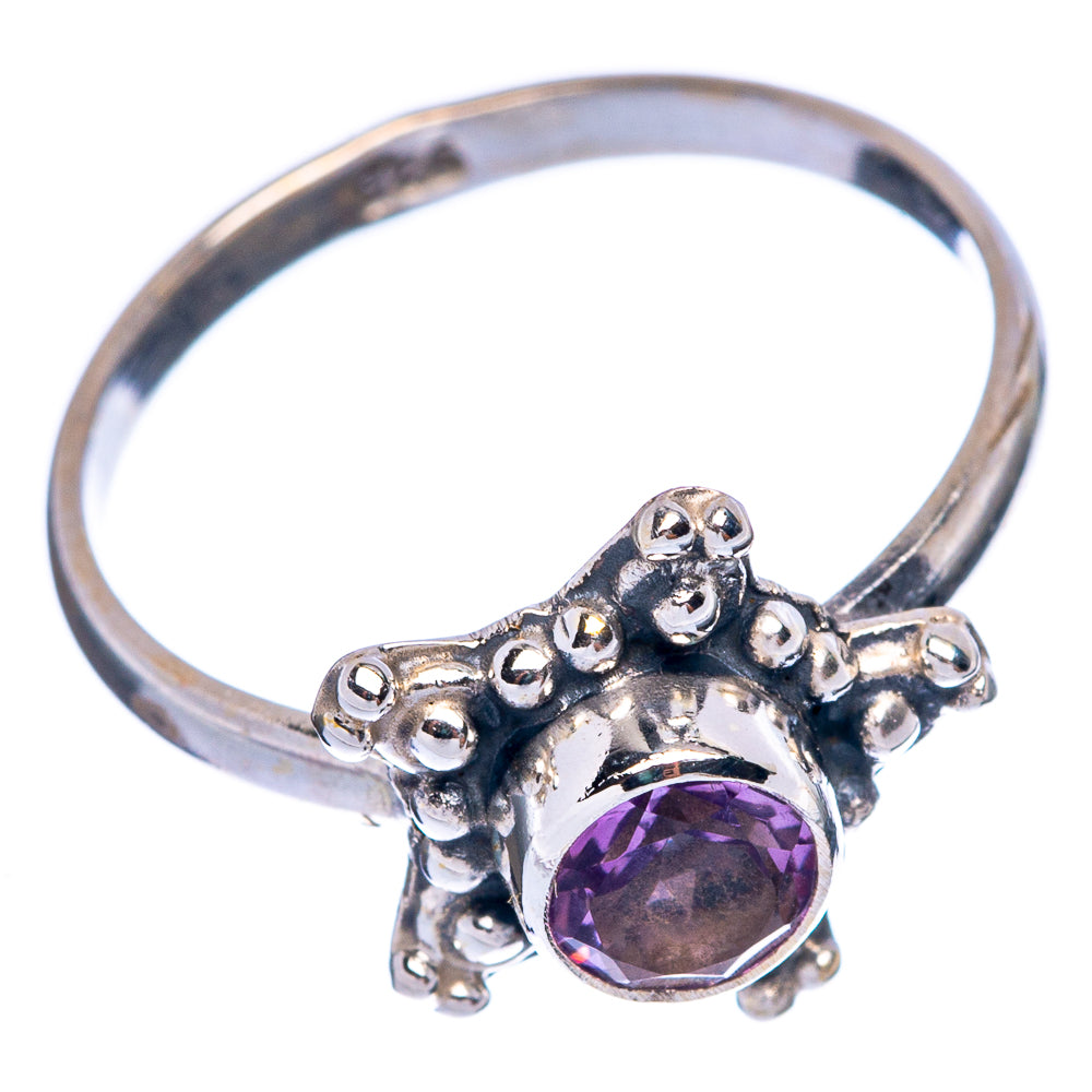 925 sterling silver amethyst ring with faceted purple stone on openwork band