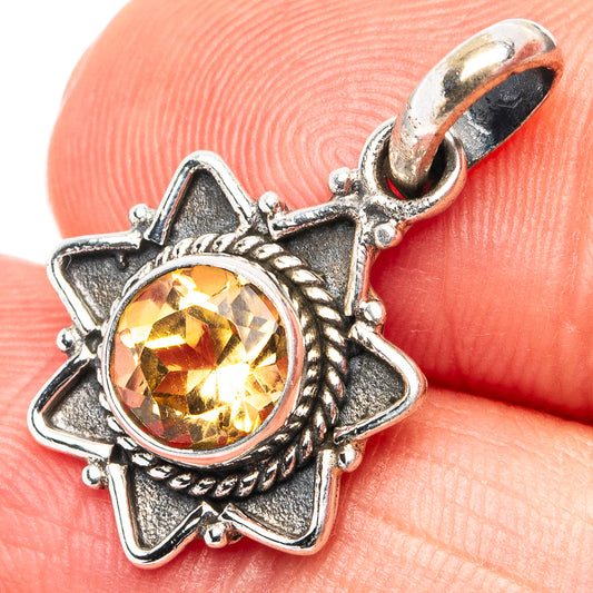 Citrine Dainty Pendant 7/8" (.925 Sterling Silver)