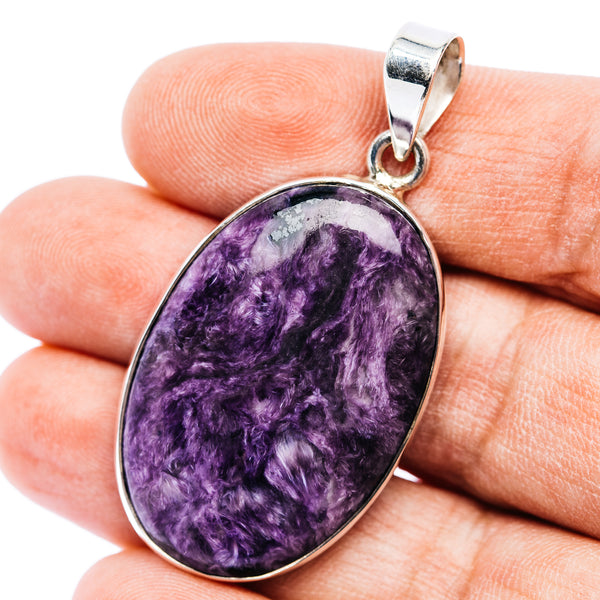Premium AAA Charoite Pendant 2" (.925 Sterling Silver)