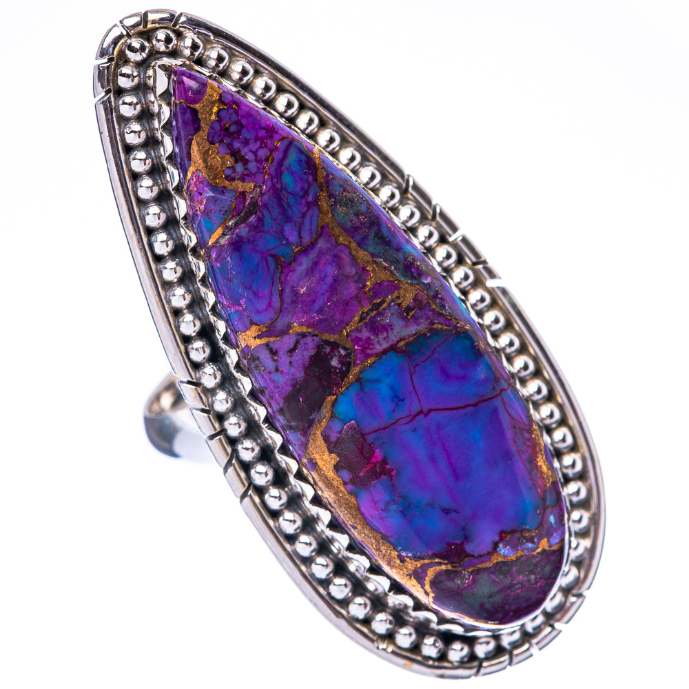 Purple Copper Composite Turquoise Large Ring Size 7.75 (925 Sterling Silver) R1764
