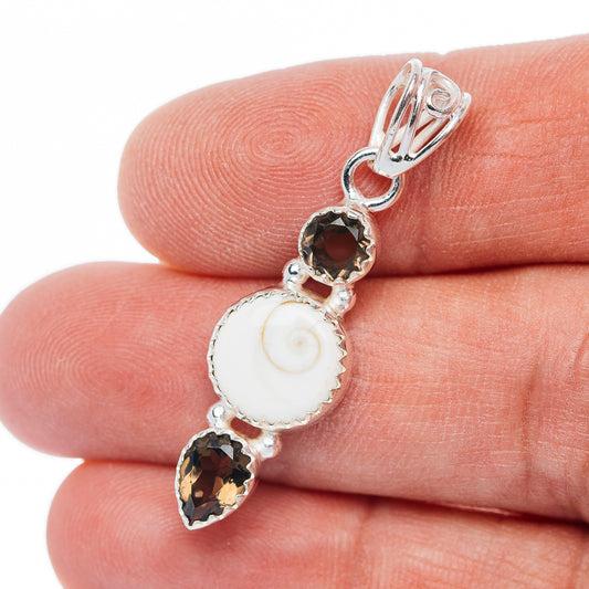 Shiva Eye, Smoky Quartz Pendant 1 1/2" (.925 Sterling Silver)