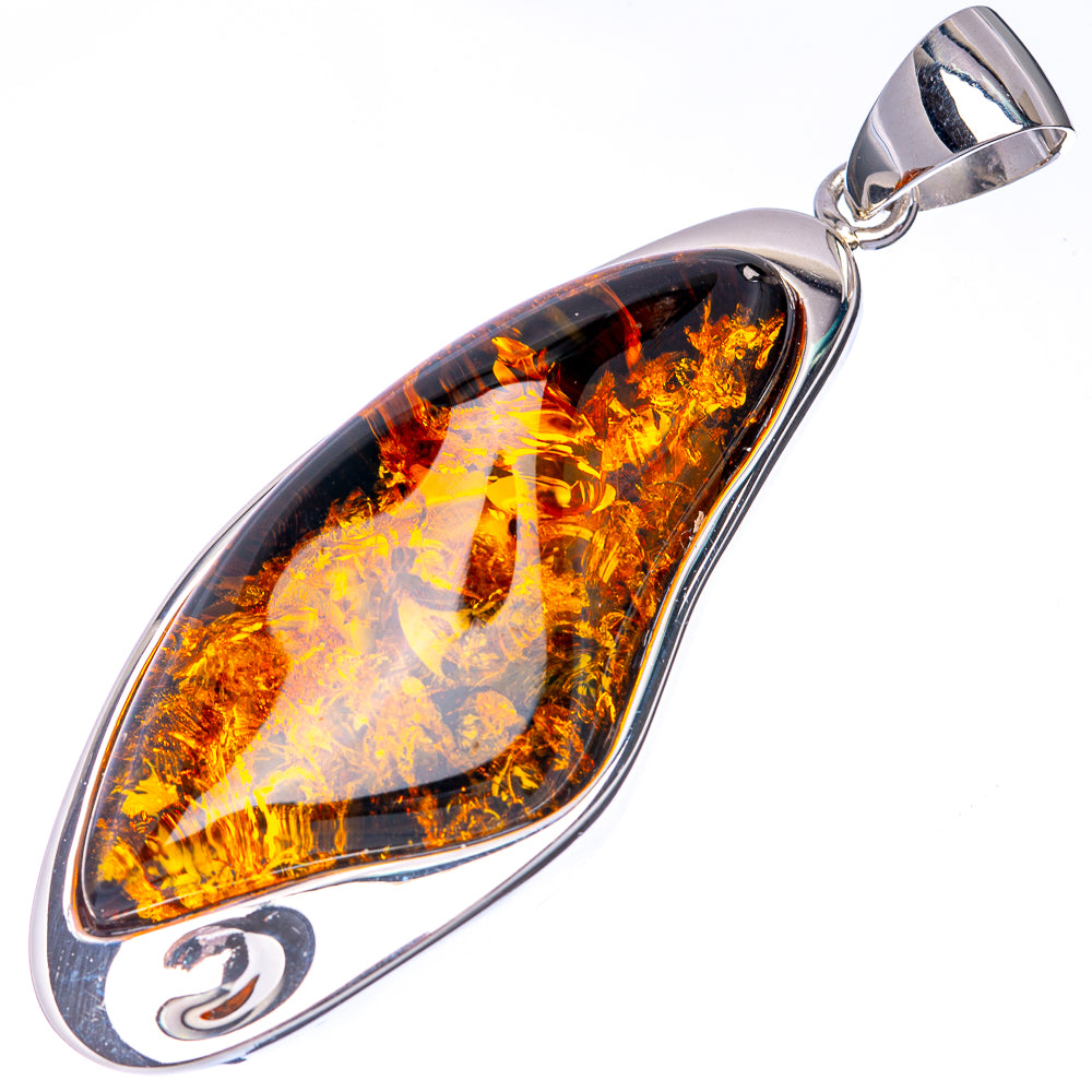 Ana Silver Co Baltic Amber Pendant 2 5/8" (925 Sterlnig Silver)
