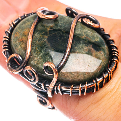 Ocean Jasper Wire Wrap Ring Size 3.5 (Oxidized Copper)