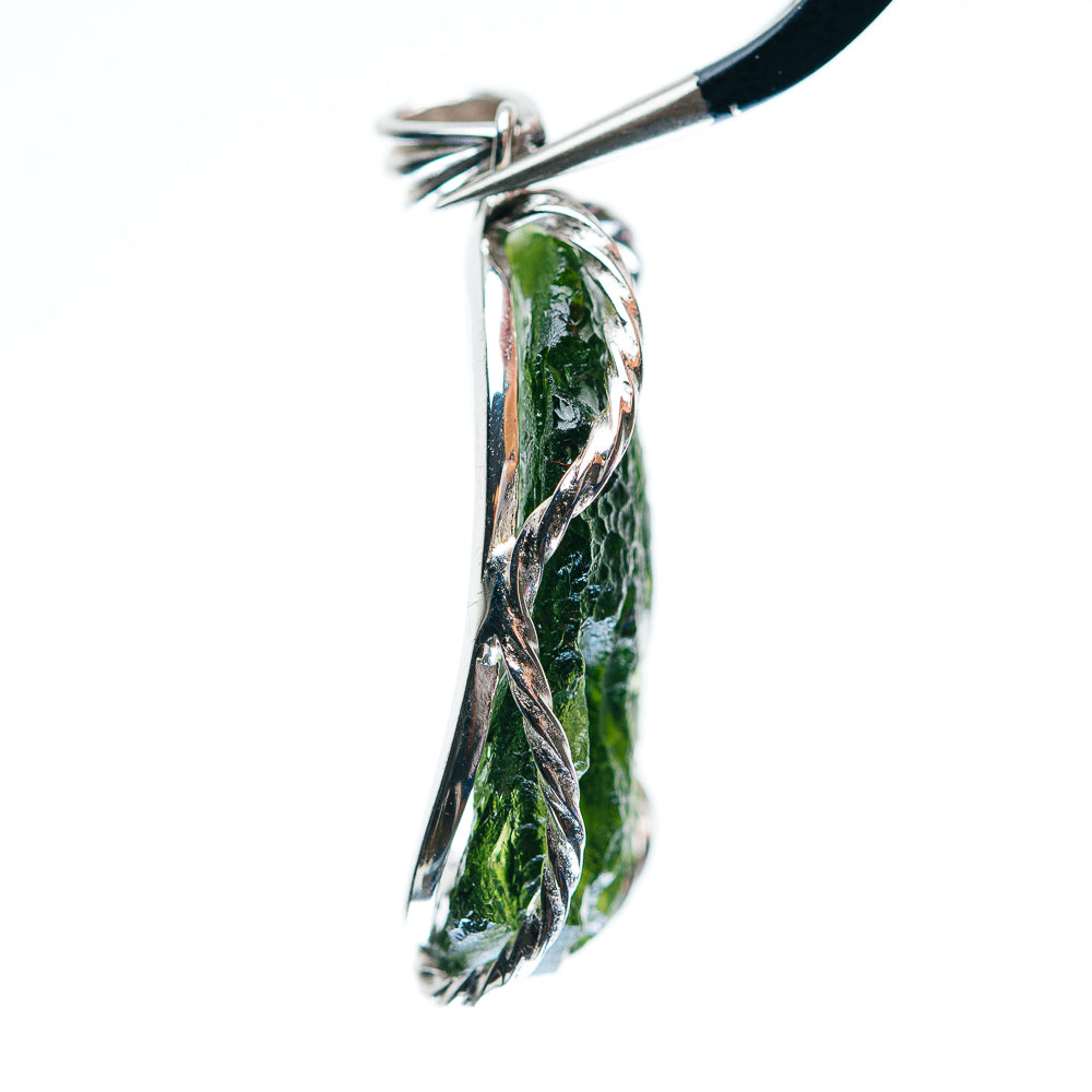 Premium AAA Czech Moldavite Pendant 1 3/4" (.925 Sterling Silver)