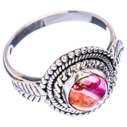 Kingman Pink Dahlia Turquoise Ring Size 7.5 (925 Sterling Silver) R3084