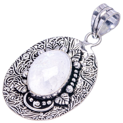 Rainbow Moonstone Pendant 2" (German Silver)
