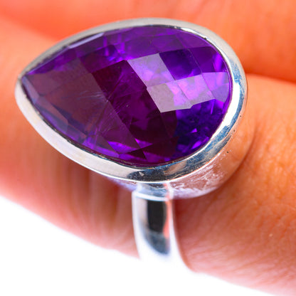 Large Faceted Amethyst Ring Size 8.25 (925 Sterling Silver) RING140011