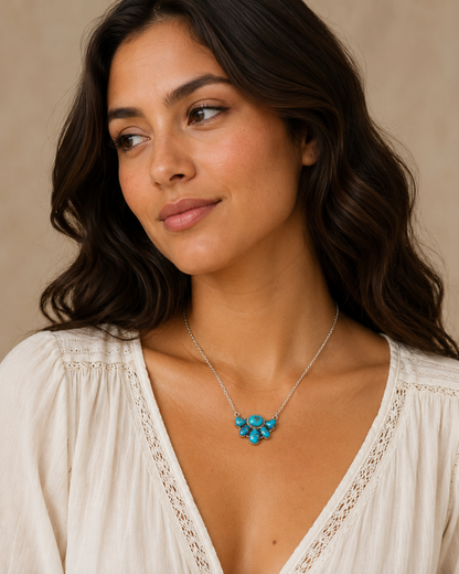 Southwestern Style Sierra Bella Turquoise Necklace 22" (.925 Sterling Silver)