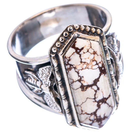 Wild horse jasper gemstone ring in .925 sterling silver with ornate bezel setting