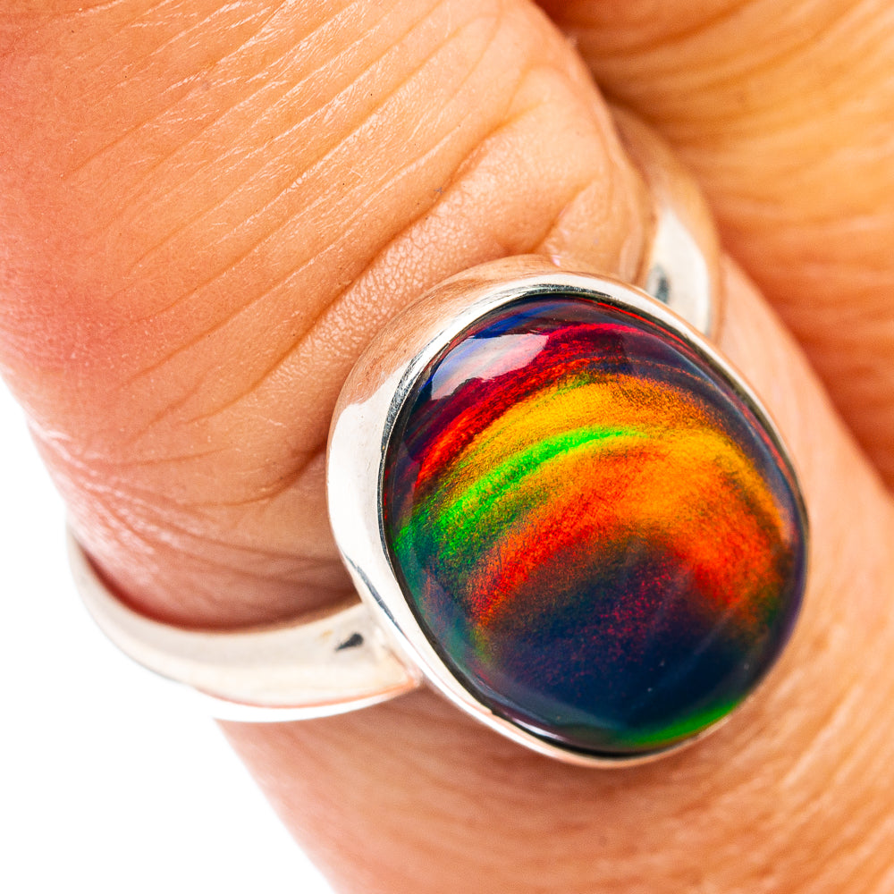 Premium Aurora Opal Ring Size 8.25 (.925 Sterling Silver)