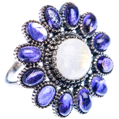 Large Rainbow Moonstone, Tanzanite 925 Sterling Silver Ring Size 8.5 (925 Sterling Silver) RING140448