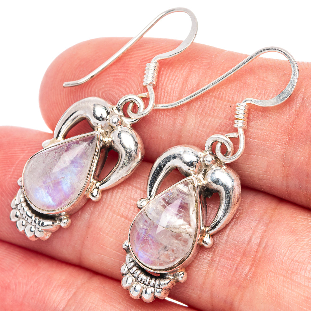 Rainbow Moonstone Earrings 1 1/2" (925 Sterling Silver) E433157