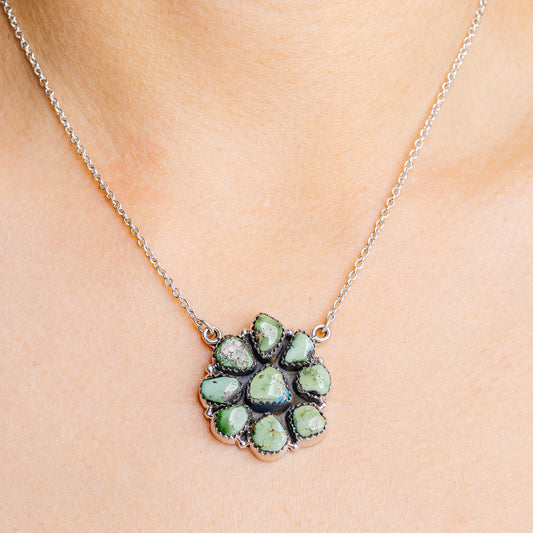 Turquoise stone pendant necklace with .925 sterling silver chain