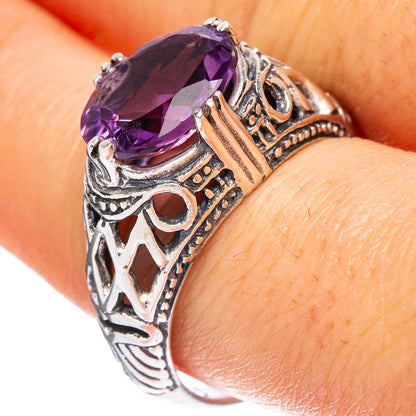 Faceted Amethyst Ring Size 9.5 (925 Sterling Silver) R2349