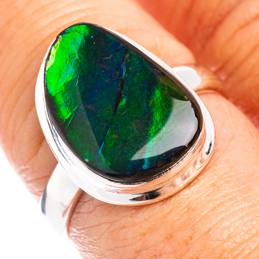 Premium Ammolite Ring Size 8 (.925 Sterling Silver)