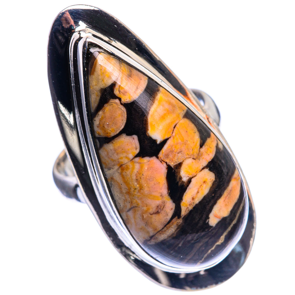 Large Peanut Wood Jasper Ring Size 7.25 (925 Sterling Silver) R142502