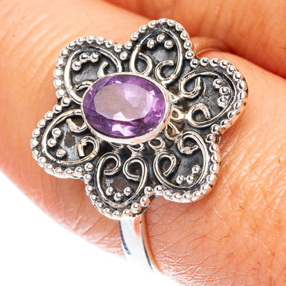 Value Faceted Amethyst Ring Size 8 (925 Sterling Silver) R3330