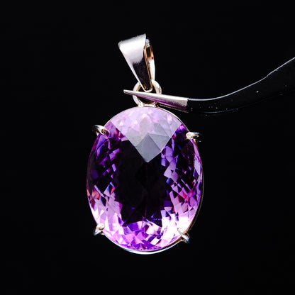 28.11ct Faceted Brazilian Amethyst Pendant 1 1/2" (.925 Sterling Silver)