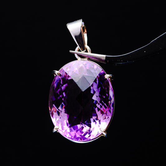 28.11ct Faceted Brazilian Amethyst Pendant 1 1/2" (.925 Sterling Silver)