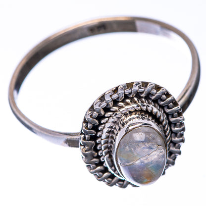 Rainbow Moonstone Dainty Ring Size 8.25 (925 Sterling Silver) R145192