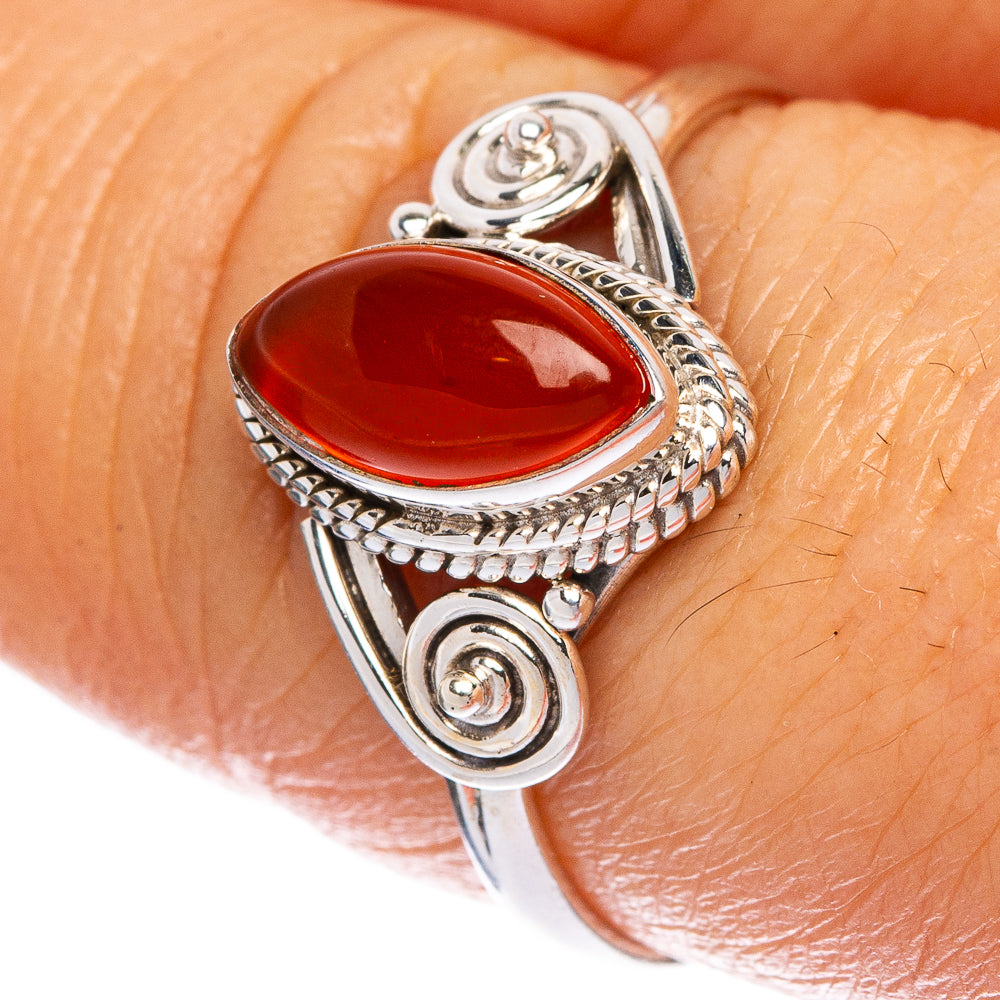Carnelian Dainty Ring Size 8 (925 Sterling Silver) R1086