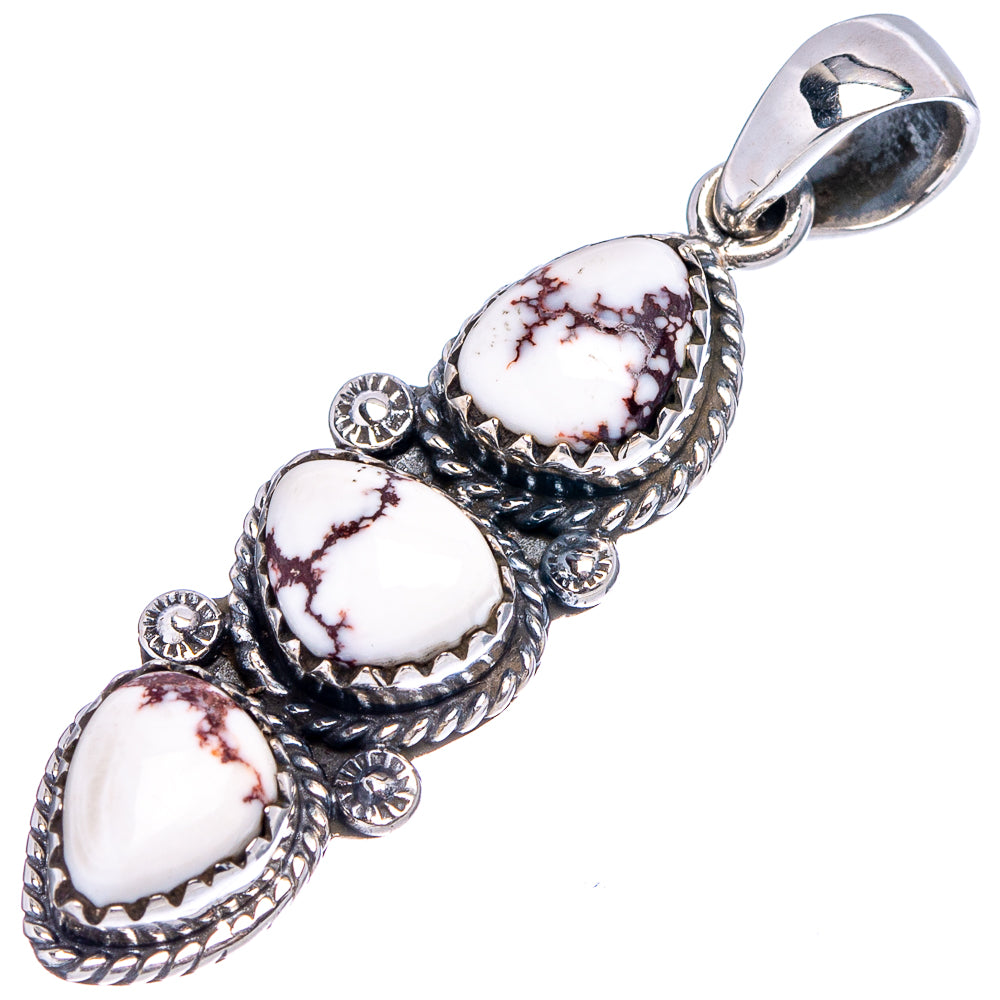 Native Style Wild Horse Jasper Pendant 1 3/4" (.925 Sterling Silver)