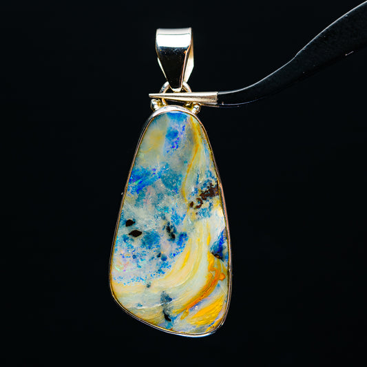Premium Australian Boulder Opal Pendant 2" (.925 Sterling Silver)
