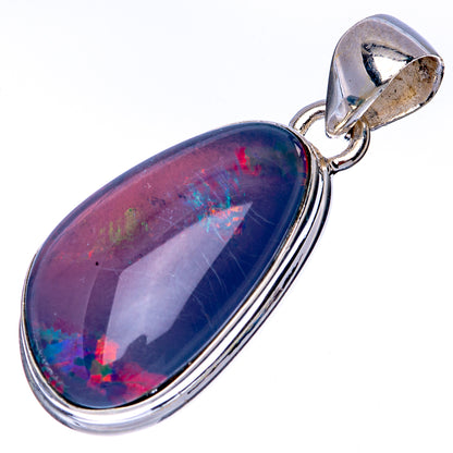 Sterling silver opal pendant with purple-blue oval cabochon and hooked bail