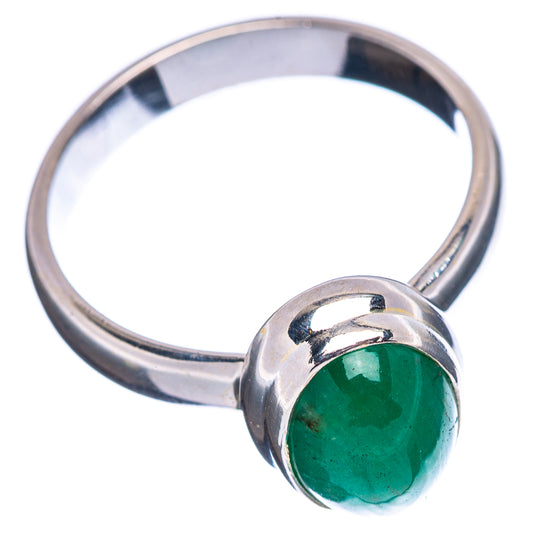 Zambian emerald ring with oval green stone set in .925 sterling silver