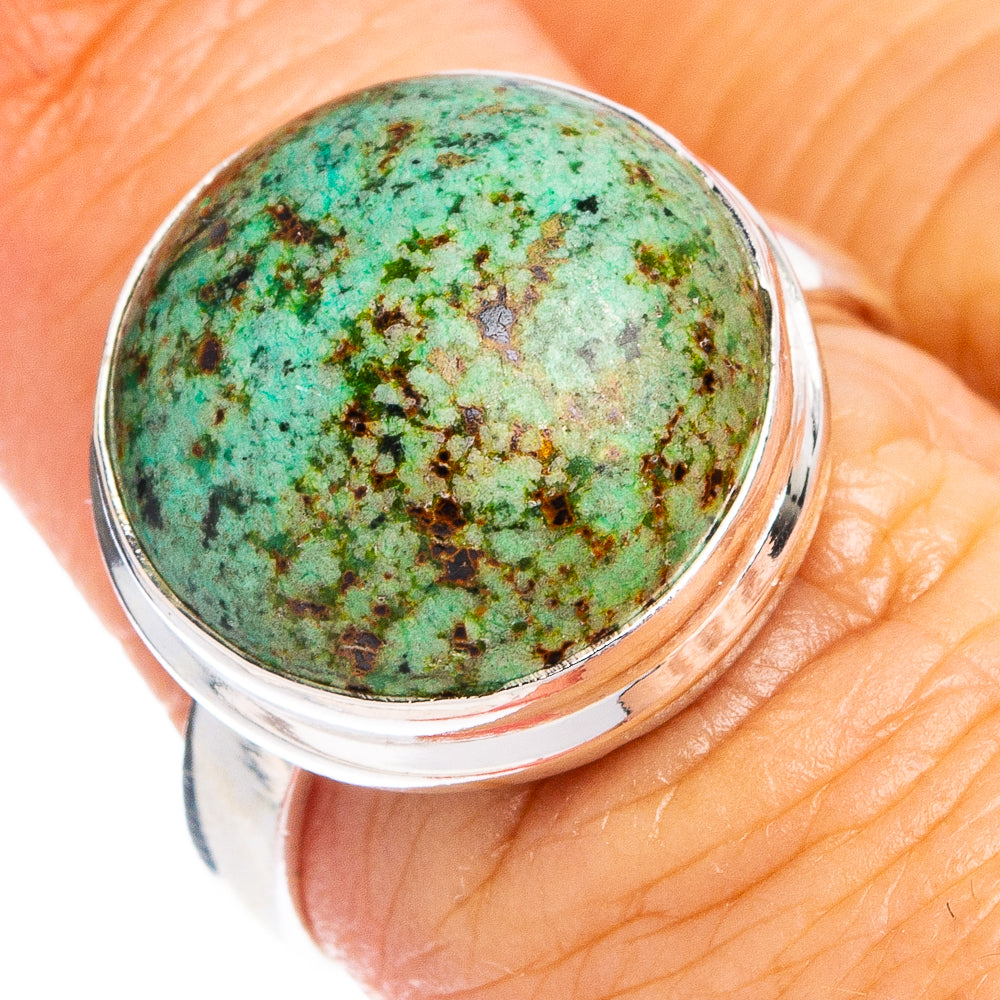 Hubei Spiderweb Turquoise Ring Size 6.5 (.925 Sterling Silver)