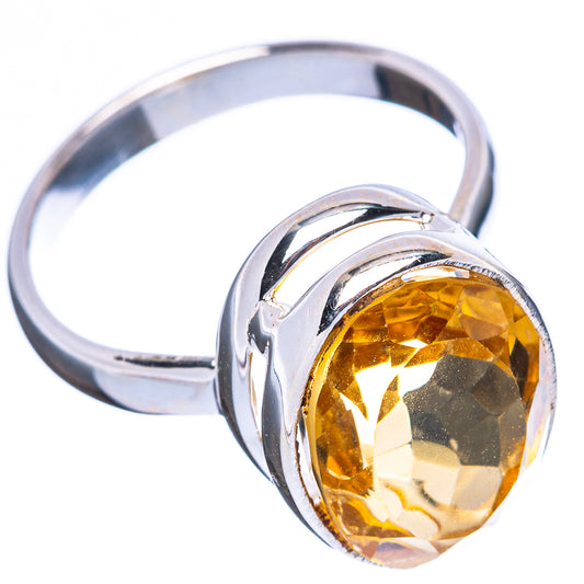 Faceted Citrine Ring Size 8.25 (925 Sterling Silver) R4477