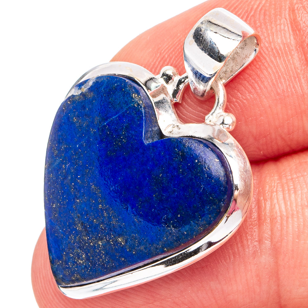 Lapis Lazuli Heart Pendant 1 1/4" (.925 Sterling Silver)