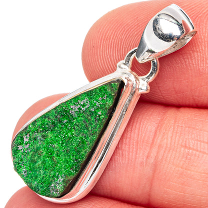 Rare Uvarovite Garnet Pendant 1 3/8" (.925 Sterling Silver)